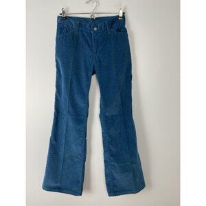 Vintage Levi's Flare Corduroy Pants Womens 27X28 Blue Cords 70s White Tab Hemmed